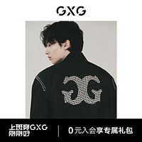 GXG 男装 城市定义后背图案撞色织带舒适夹克外套 秋季 黑色 165/S