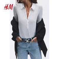 HM2025春季女装汗布Polo衫1272997 黑色 170/104