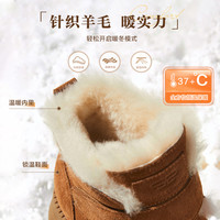百丽厚底羊毛雪地靴女靴冬季加绒保暖休闲短靴棉鞋D1X1DDD4 34