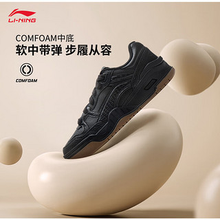 李宁 LI-NING 月白2.0丨板鞋鞋秋季柔软回弹透气百搭经典复古休闲鞋子 黑色(276女款)-6 36