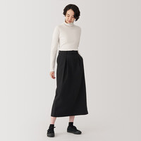 無印良品 MUJI 女式 使用大豆纤维罗纹织高领长袖T恤打底衫女款上衣BB2Q5A4A 象牙色