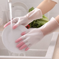 柚萝 四季厚款防水耐用乳胶手套 3双