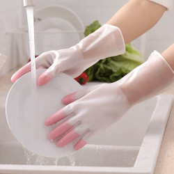 柚萝 四季厚款防水耐用乳胶手套 3双
