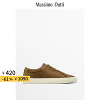 Massimo Dutti折扣升级2025男鞋简约百搭系带绒面真皮运动鞋12151450