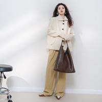【简约百搭针织外套】秋冬宽松大码气质甜美短款上衣女