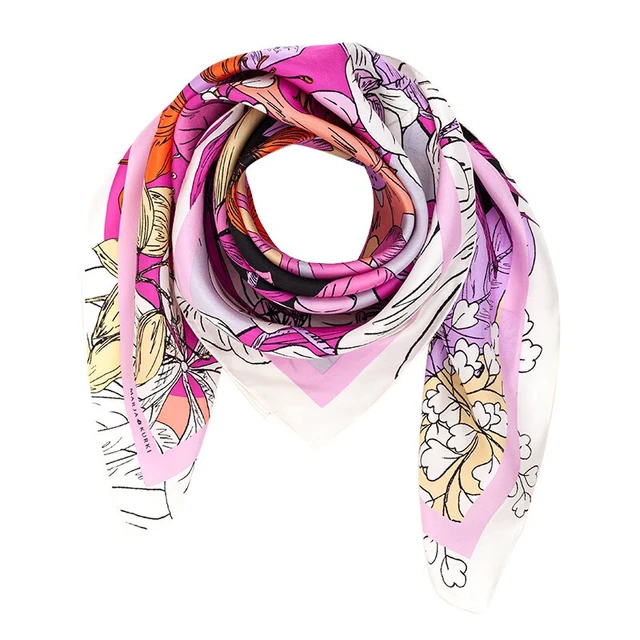 玛丽亚·古琦真丝大方巾桑蚕丝方巾女礼盒装热带之夜1LL120122粉紫 粉紫色