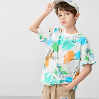 迪士尼（Disney）男女童纯棉短袖T恤夏装2025宝宝时尚半袖上衣中大童儿童衣服 晕染小恐龙 【男】 140