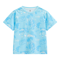 迪士尼（Disney）男女童纯棉短袖T恤夏装2025宝宝时尚半袖上衣中大童儿童衣服 蓝底涂鸦唐老鸭 【男】 130
