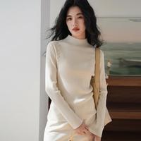 2025春季半高领内搭针织衫女小众设计感长袖打底衫毛衣
