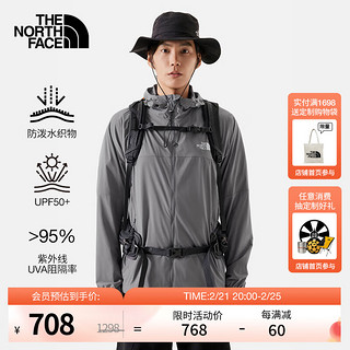 THE NORTH FACE 北面 薄风衣男UPF50+防晒服皮肤衣防风夹克轻薄外套24春季|87VW 0UZ/灰色 XXL/185