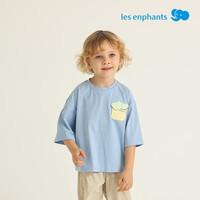 丽婴房马卡龙落肩七分袖T恤25春装男童女童趣味撞色口袋短袖 浅紫色 140 cm