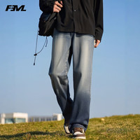 F3ML渐变直筒牛仔裤男士冬季宽松秋款运动休闲长裤子MLN1复古蓝2XL