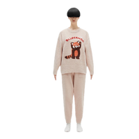 蕉内【赵露思同款】绒绒520H睡衣男女士秋冬家居服保暖加厚情侣套装 【赵露思同款】小熊猫-杏仁桃 2XL