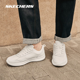 Skechers斯凯奇男软底通勤小白鞋舒适商务上班休闲鞋皮鞋