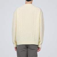 无印良品（無印良品 MUJI）男式 美利奴羊毛缆绳花纹圆领毛衣 冬季长袖针织衫 AA0PJA3A 原色 S（165/84A）