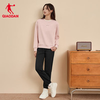 乔丹QIAODAN加绒运动裤女裤卫裤子女秋冬季保暖针织束脚休闲长裤女
