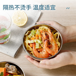 尚菲优品 304不锈钢碗12cm汤碗面碗 双层隔热 白金碗6只装 SF-8112S-6 12cm304不锈钢白金碗(6只套装)