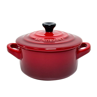酷彩（Le Creuset）法国炻瓷高温研烧 瓷质坚厚 圆形锅形烤罐烘焙有盖红色