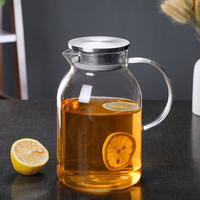 MULTIPOTENT耐热玻璃凉水壶套装果汁壶果汁杯家用水杯牛奶杯六色把手1壶6杯