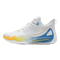 XTEP特步男子篮球鞋运动鞋轻便减震耐磨外场实战男鞋白色 经典白/北京蓝/荧光蜜糖黄 45码