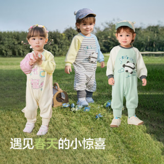 巴拉巴拉婴儿衣服童装新生儿婴儿爬服外出连体衣衣宝宝2025春装男童女童 粉红60026 90cm