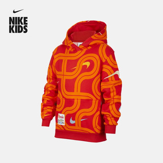 耐克（NIKE）灵蛇迎新系列男女童大童加绒连帽衫春季HV8964 657大学红 135 XS
