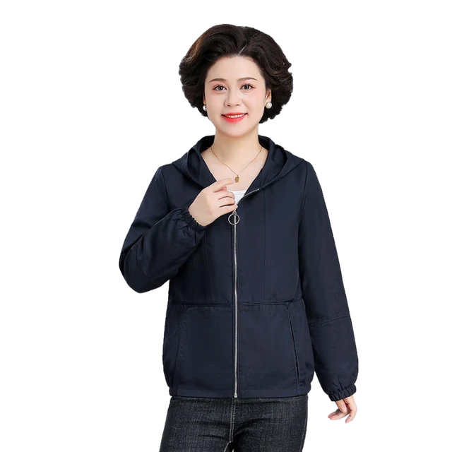 珂源羊妈妈秋装外套女短款50岁中老年人春秋夹克上衣薄风衣