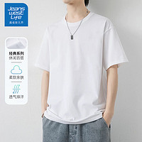 JEANSWEST LIFE 2025新款短袖t恤男夏季潮牌纯棉休闲百搭潮流男装宽松大码情侣装 白色 4XL （推荐180-195斤）