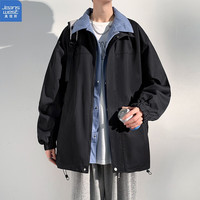 真维斯(Jeanswest)男款夹克秋季款翻领衬衫式宽松潮流休闲男装拼接假两件外套男秋季