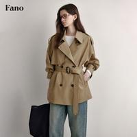 休闲短款风衣外套女25春新双排扣小个子高级感卡其色上衣