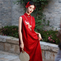 泰勒马丁 TAILEMARTIN 敬酒服新娘结婚新中式2024年订婚晨袍礼服复古风红色改良旗袍 F2430送腰带 L