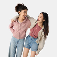 Gap女装2025春季抽绳拉链连帽卫衣纯色宽松休闲短外套725754 米色 XL (175/92A)亚洲尺码