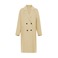 朗姿纯羊毛中长款双面呢流行时尚高级感大衣秋冬法式毛呢外套 雾黄色 170/88A/XL
