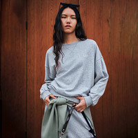 Gap女装2025春季胶印logo圆领卫衣简约基础款休闲上衣725763 浅灰色 S (160/80A)亚洲尺码
