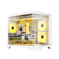 航嘉（Huntkey）S960暴风雪X冰刃版  全景无立柱海景房机箱   三面玻璃侧透 台式机机箱 （支持M-ATX主板/360水冷