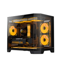 航嘉（Huntkey）S960暴风雪X冰刃版  全景无立柱海景房机箱   三面玻璃侧透 台式机机箱 （支持M-ATX主板/360水冷 黑色机箱+ARGB风扇*3