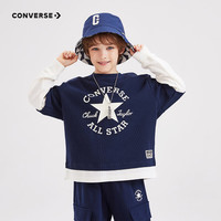 匡威Converse童装春秋季儿童装男女童长袖t恤春秋上衣套头 藏青蓝 160/80(XL)