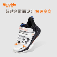 基诺浦（ginoble）儿童运动鞋 跑鞋 5-11岁儿童机能鞋春秋款 男女童鞋GZ867 白色/黑色 215mm 脚长21.1-22cm