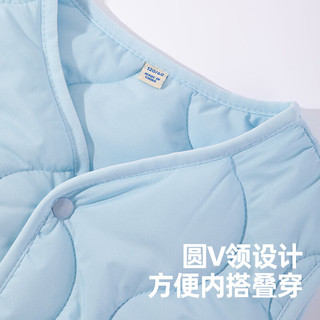 班尼路儿童马甲冬季中大童2024款防风保暖校服男女童夹棉打底背心冬 浅蓝/纯色