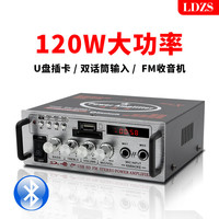 LDZS 220V大功率迷你小型蓝牙hifi功放机家用无损12V插卡U盘收音空放机808BT蓝牙版