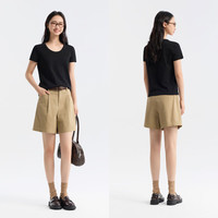 森马 Semir[陈都灵同款]短袖t恤女修身正肩圆领24夏凉感抗菌纯色上衣