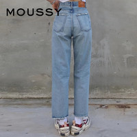 MOUSSY 裤王直筒水洗毛边牛仔裤010GAS11-5440 蓝色 M 10026