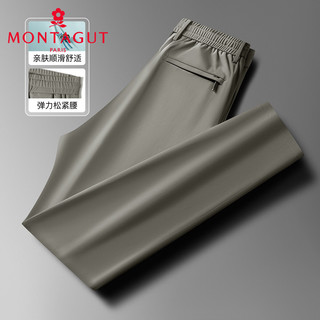 梦特娇（MONTAGUT）【弹力松紧腰&亲肤顺滑】字母印花长裤男士易打理休闲裤 卡其 34