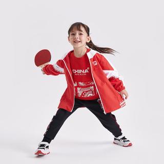 儿童外套春秋风衣女童中长款外套小童连帽外套易去污安踏童装