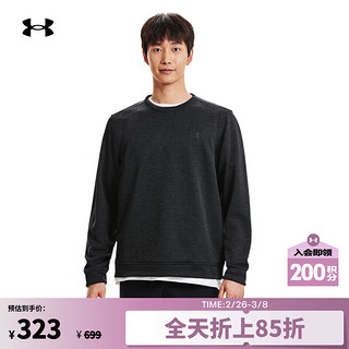 安德玛 UNDERARMOUR）男子拒水圆领高尔夫运动保暖抓绒卫衣1373675 黑色001 L