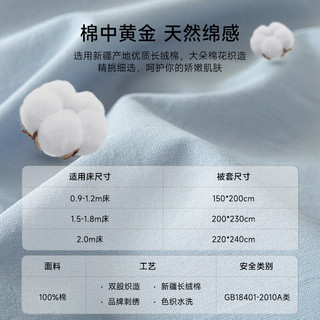 TEENIE WEENIE小熊100%纯棉被套单件被罩全棉水洗棉被单A类单双人被子套 180x220cm被套单件 云端少女 1号蓝+1号灰