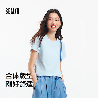 森马（Semir）凉感T|森马短袖T恤女吸湿速干抗菌简约百搭2025正肩夏装基础 蓝色调00388 XS