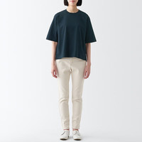 无印良品（無印良品 MUJI） 女式 凉感 宽版短袖T恤 休闲百搭 BBA18A3S 藏青色 XL