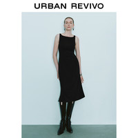 UR2025春季女装法式气质通勤一字领无袖连衣裙UWM750004 黑色 S