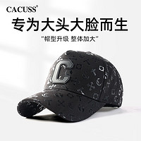 CACUSS 棒球帽子男大头围鸭舌帽户外登山钓鱼太阳帽 黑色中号